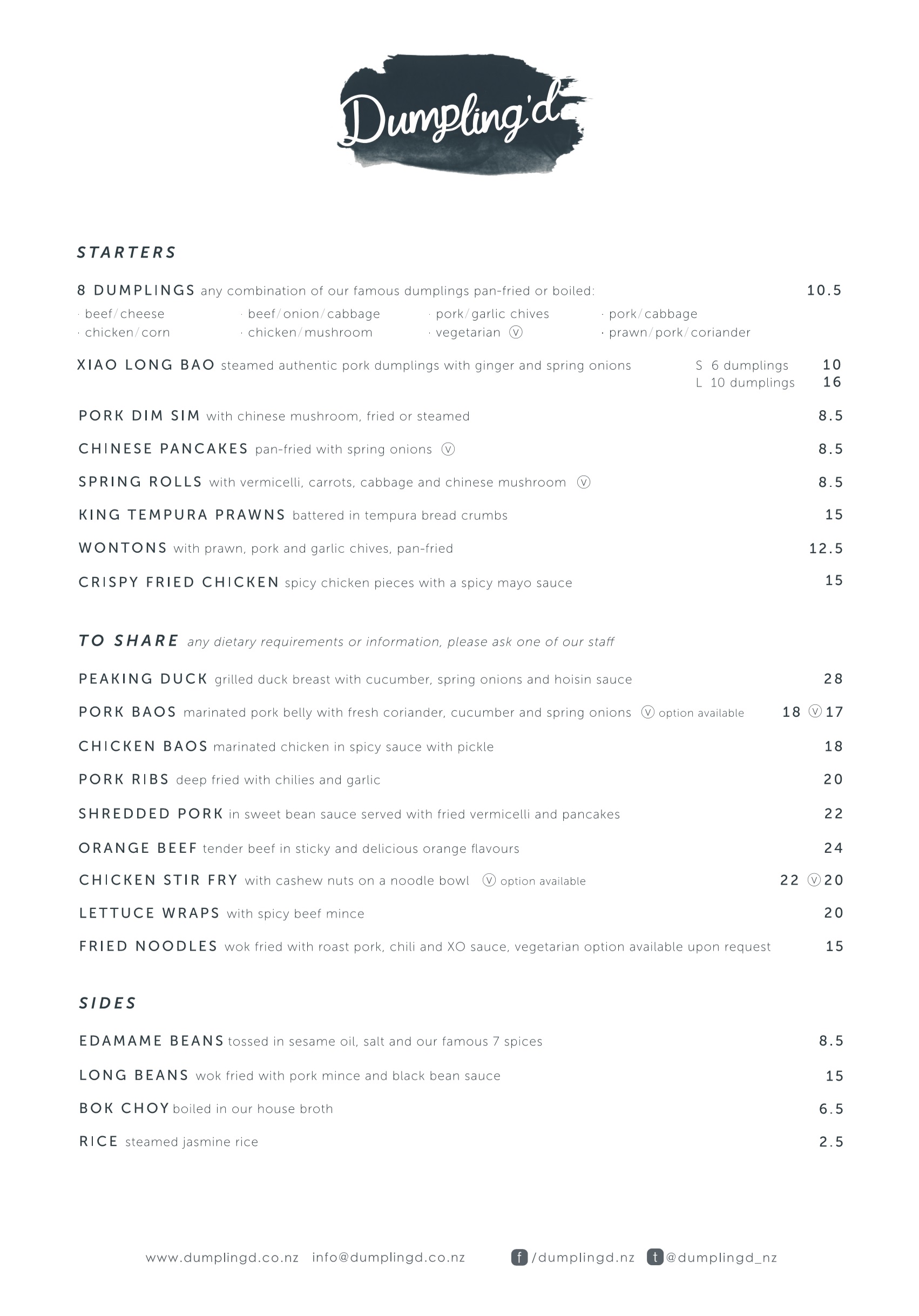 DINNER MENU Dumpling'd